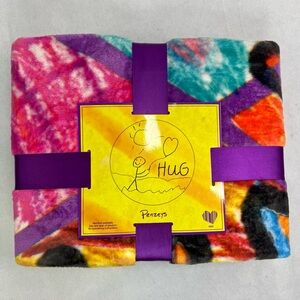 NEW Penzeys Fleece Blanket HUG Multicolor Tie Dye New 50x60 Ltd Edition Soft